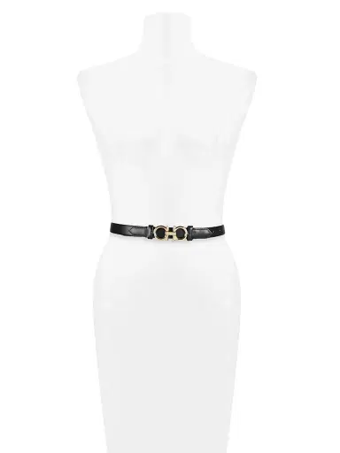 Ferragamo Women's Gancini Rolo Reversible Leather Belt - Black - Size Large | Thumbnail 2