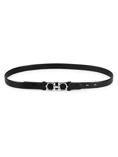 Ferragamo Women's Gancini Rolo Reversible Leather Belt - Black - Size Large | Thumbnail 3