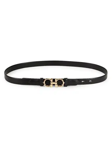 Ferragamo Women's Gancini Rolo Reversible Leather Belt - Black - Size Large | Thumbnail 1