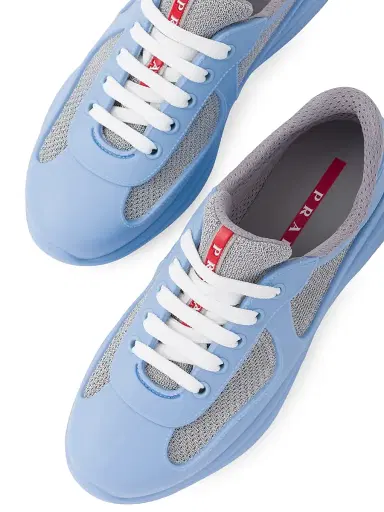 Prada Women's America's Cup Soft Rubber and Bike Fabric Sneakers - Light Blue - Size 6 | Thumbnail 5