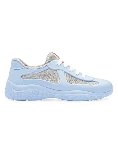 Prada Women's America's Cup Soft Rubber and Bike Fabric Sneakers - Light Blue - Size 6 | Thumbnail 1