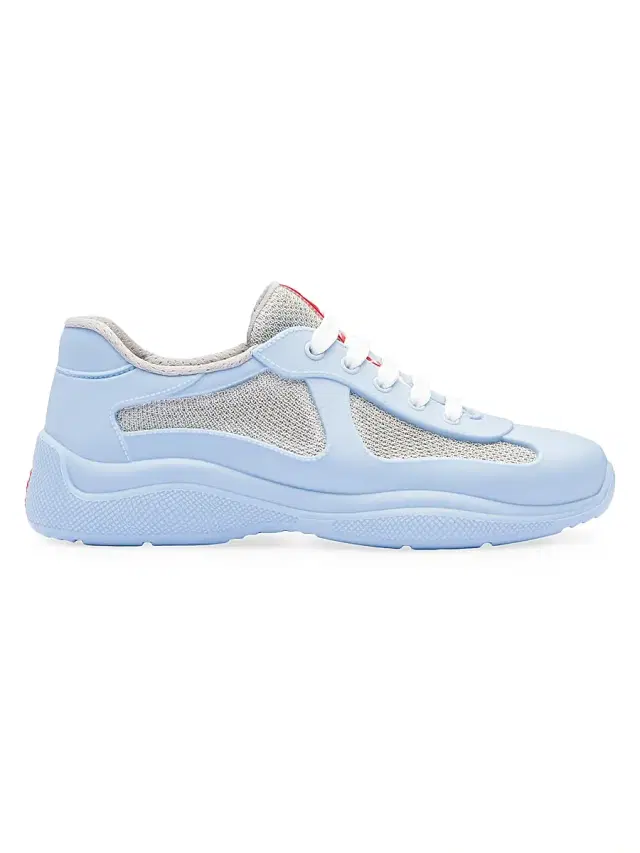 Prada Women's America's Cup Soft Rubber and Bike Fabric Sneakers - Light Blue