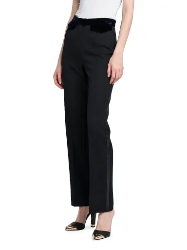 Giorgio Armani Women's Velvet Waist Slim Pants - Dark Navy - Size 2 | Thumbnail 3