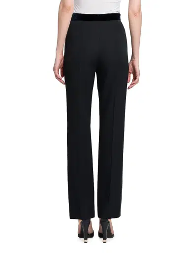Giorgio Armani Women's Velvet Waist Slim Pants - Dark Navy - Size 2 | Thumbnail 4