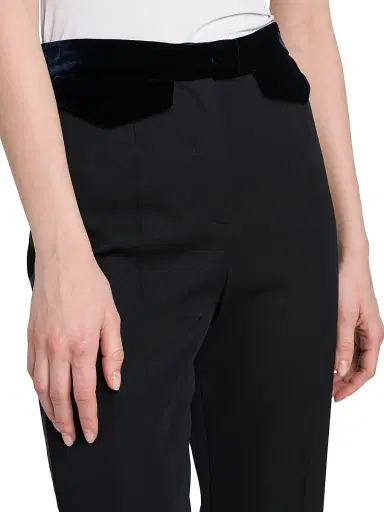 Giorgio Armani Women's Velvet Waist Slim Pants - Dark Navy - Size 2 | Thumbnail 5