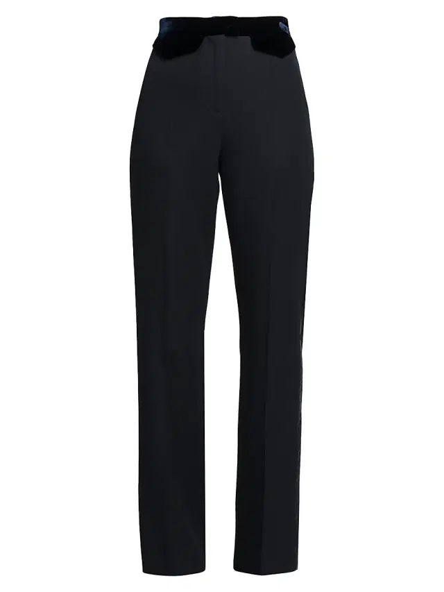 Giorgio Armani Women's Velvet Waist Slim Pants - Dark Navy
