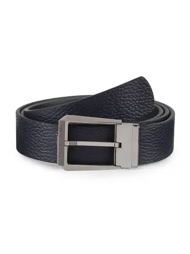 Ferragamo Men's Classic Leather Buckle Belt - Nero Midnight - Size 46 | Thumbnail 1