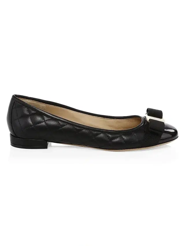 FERRAGAMO Women's Varina Quilted Leather Ballet Flats - Nero
