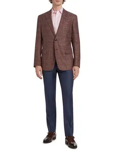 Giorgio Armani Men's Textured Wool-Blend Two-Button Sport Coat - Pink | Thumbnail 2 Giorgio Armani Men's Textured Wool-Blend Two-Button Sport Coat - Pink | Thumbnail 2