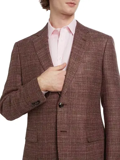 Giorgio Armani Men's Textured Wool-Blend Two-Button Sport Coat - Pink | Thumbnail 6 Giorgio Armani Men's Textured Wool-Blend Two-Button Sport Coat - Pink | Thumbnail 6