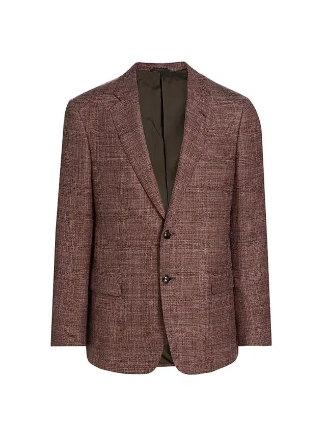 Men's Textured Wool-Blend Two-Button Sport Coat - Pink