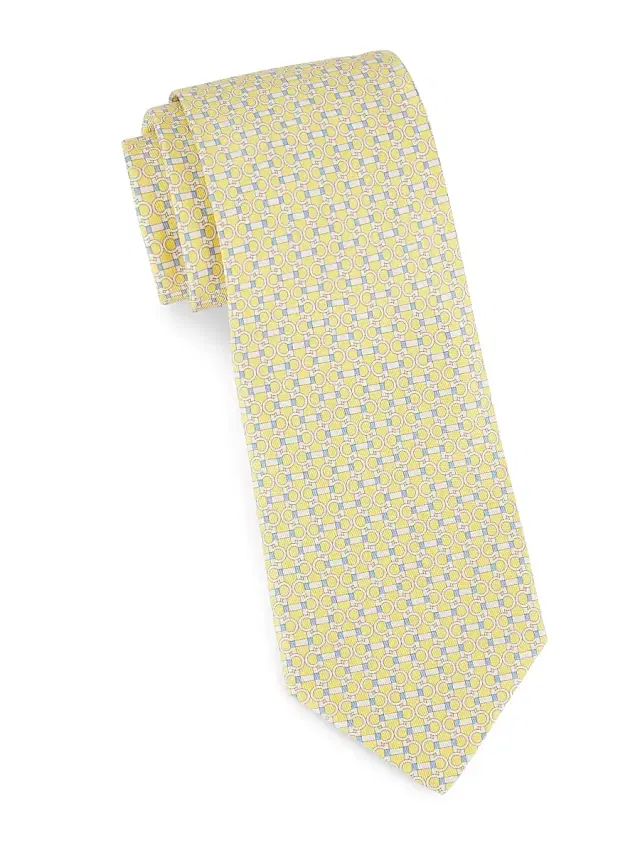 Men's Vittoria Silk Horsebit Tie - Yellow