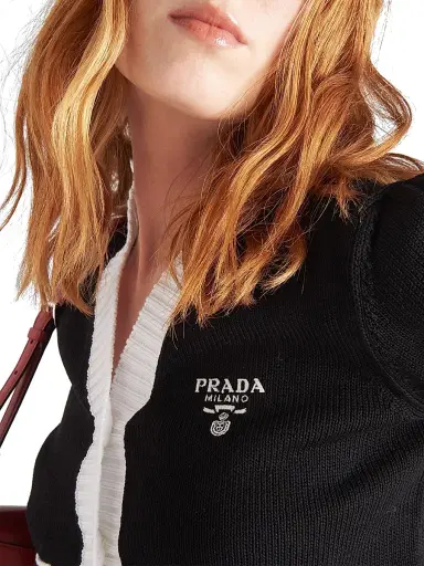 Prada Women's Cropped Cotton Cardigan | Thumbnail 4