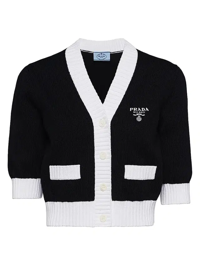 Women's Cropped Cotton Cardigan - Black