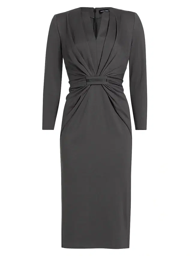 Giorgio Armani Women's Tab Front Jersey Dress - Dark Grey