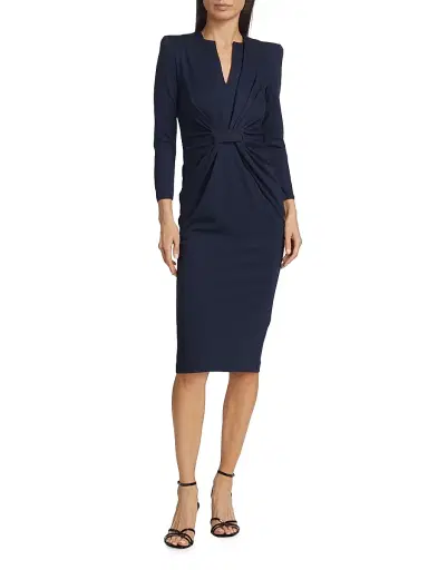 Giorgio Armani Women's Tab-Front Jersey Sheath Dress - Navy - Size 4 | Thumbnail 2 Giorgio Armani Women's Tab-Front Jersey Sheath Dress - Navy - Size 4 | Thumbnail 2