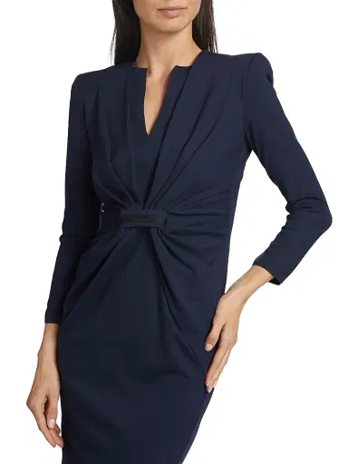 Giorgio Armani Women's Tab-Front Jersey Sheath Dress - Navy - Size 4 | Thumbnail 6 Giorgio Armani Women's Tab-Front Jersey Sheath Dress - Navy - Size 4 | Thumbnail 6
