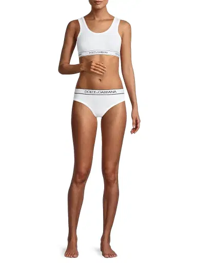 Dolce & Gabbana Women's Logo Band Sports Bra - Optical White - Size XL | Thumbnail 2