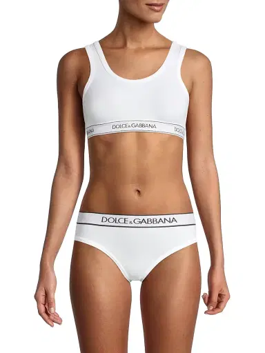 Dolce & Gabbana Women's Logo Band Sports Bra - Optical White - Size XL | Thumbnail 3