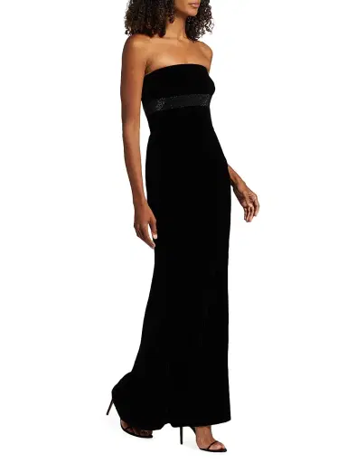 Giorgio Armani Women's Crystal-Embellished Velvet Strapless Gown | Thumbnail 2 Giorgio Armani Women's Crystal-Embellished Velvet Strapless Gown | Thumbnail 2