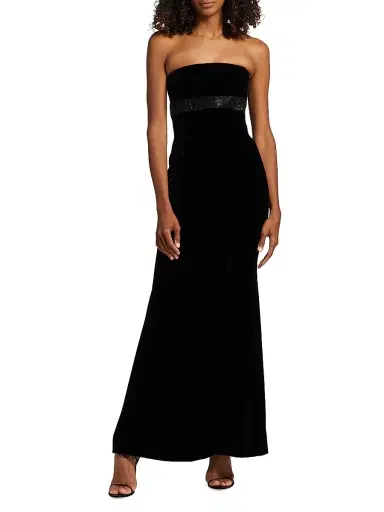 Giorgio Armani Women's Crystal-Embellished Velvet Strapless Gown | Thumbnail 3 Giorgio Armani Women's Crystal-Embellished Velvet Strapless Gown | Thumbnail 3