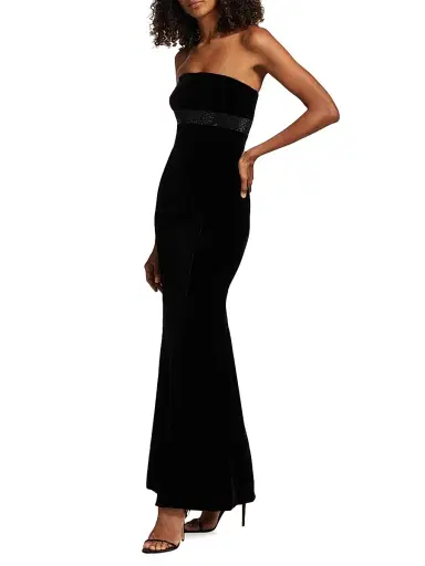 Giorgio Armani Women's Crystal-Embellished Velvet Strapless Gown | Thumbnail 4 Giorgio Armani Women's Crystal-Embellished Velvet Strapless Gown | Thumbnail 4