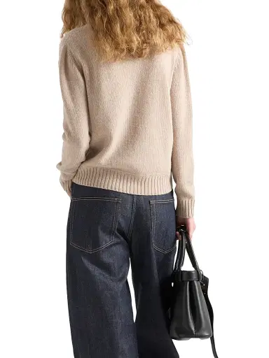 Prada Women's Cashmere and Wool Crew-Neck Sweater - Beige Khaki | Thumbnail 4