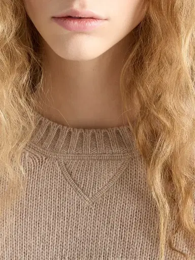 Prada Women's Cashmere and Wool Crew-Neck Sweater - Beige Khaki | Thumbnail 5