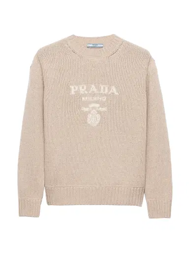 Prada Women's Cashmere and Wool Crew-Neck Sweater - Beige Khaki | Thumbnail 1