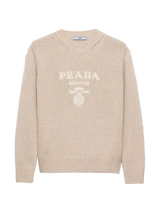 Women's Cashmere and Wool Crew-Neck Sweater - Beige Khaki