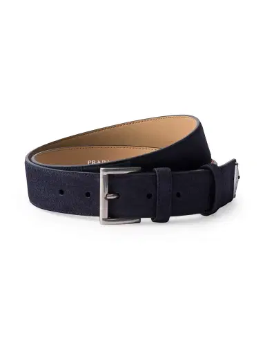 Prada Men's Suede Belt - Blue - Size 42 | Thumbnail 1 Prada Men's Suede Belt - Blue - Size 42 | Thumbnail 1
