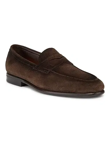 Santoni Men's Carlos Suede Penny Loafers | Thumbnail 2 Santoni Men's Carlos Suede Penny Loafers | Thumbnail 2