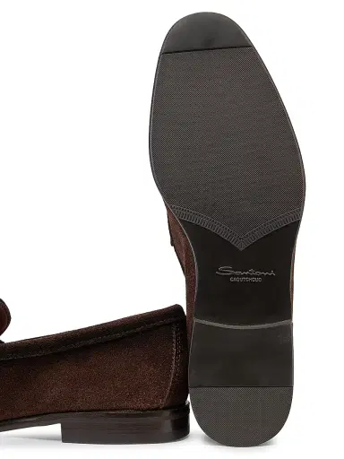 Santoni Men's Carlos Suede Penny Loafers | Thumbnail 6 Santoni Men's Carlos Suede Penny Loafers | Thumbnail 6