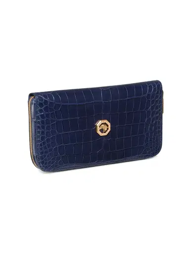 Stefano Ricci Men's Handmade Zip Around Wallet - Blue | Thumbnail 2 Stefano Ricci Men's Handmade Zip Around Wallet - Blue | Thumbnail 2