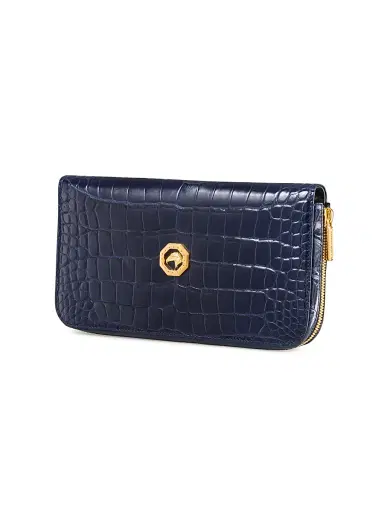 Stefano Ricci Men's Handmade Zip Around Wallet - Blue | Thumbnail 3 Stefano Ricci Men's Handmade Zip Around Wallet - Blue | Thumbnail 3
