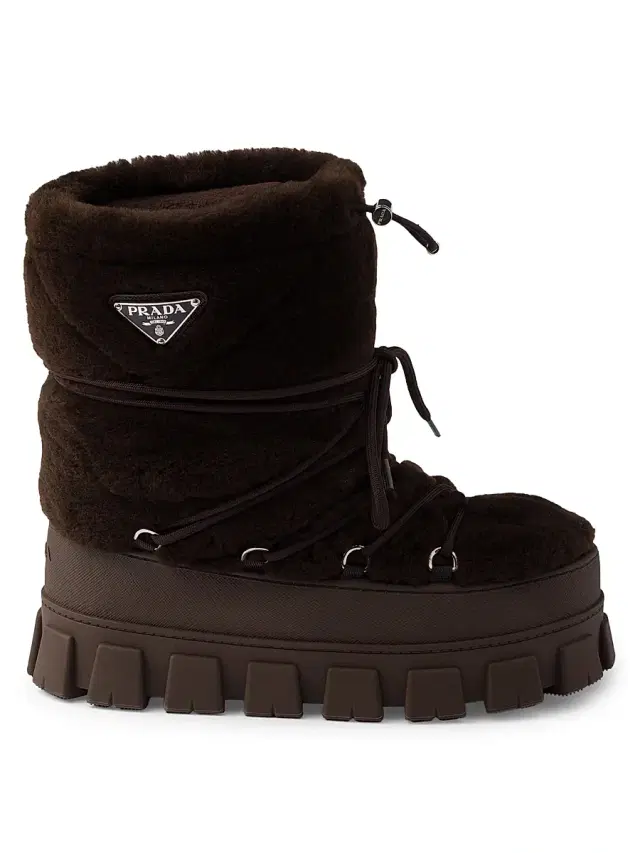 Prada Women's Shearling Après Ski Booties - Dark Brown