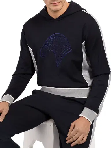 Stefano Ricci Men's Hooded Jogging Sweatshirt - Blue | Thumbnail 2 Stefano Ricci Men's Hooded Jogging Sweatshirt - Blue | Thumbnail 2