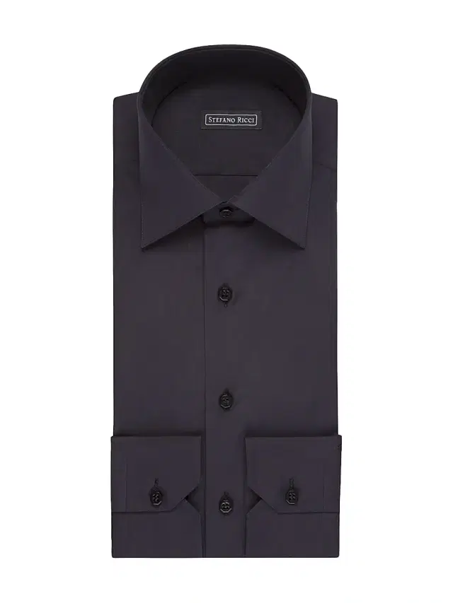 Men's Handmade Cotton Dress Shirt - Black