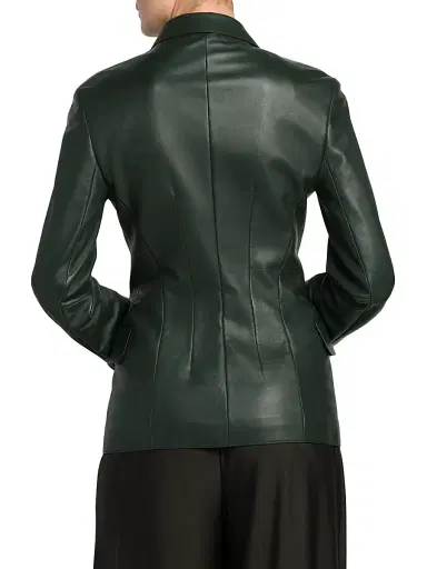 Giorgio Armani Women's Leather Double-Breasted Blazer | Thumbnail 5 Giorgio Armani Women's Leather Double-Breasted Blazer | Thumbnail 5