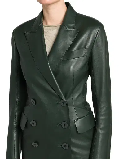 Giorgio Armani Women's Leather Double-Breasted Blazer | Thumbnail 6 Giorgio Armani Women's Leather Double-Breasted Blazer | Thumbnail 6