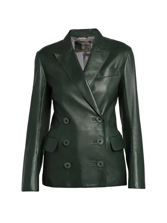 Giorgio Armani Women's Leather Double-Breasted Blazer - Unexplored