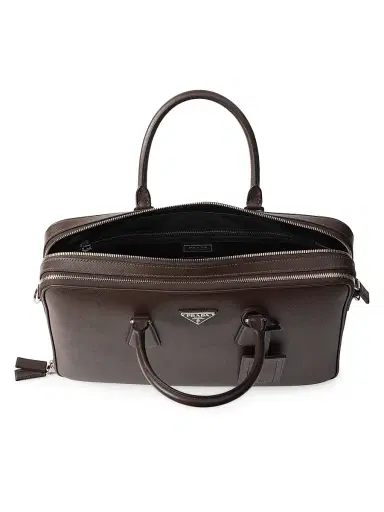 Prada Men's Saffiano Leather Briefcase - Brown | Thumbnail 4 Prada Men's Saffiano Leather Briefcase - Brown | Thumbnail 4