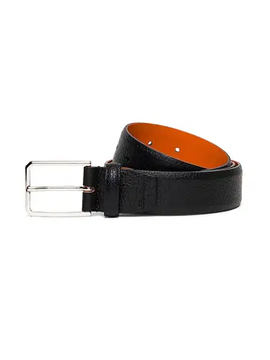 Santoni Men's Adjustable Grained Leather Belt | Thumbnail 1