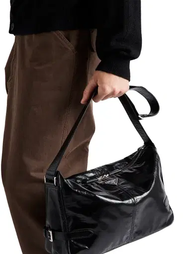 Prada Men's Leather Shoulder Bag - Black | Thumbnail 7