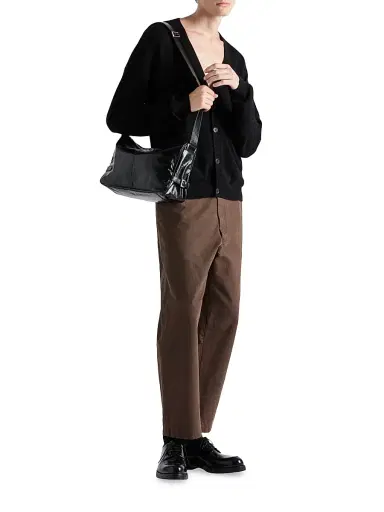 Prada Men's Leather Shoulder Bag - Black | Thumbnail 8
