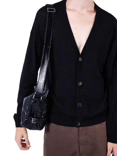 Prada Men's Leather Shoulder Bag - Black | Thumbnail 1