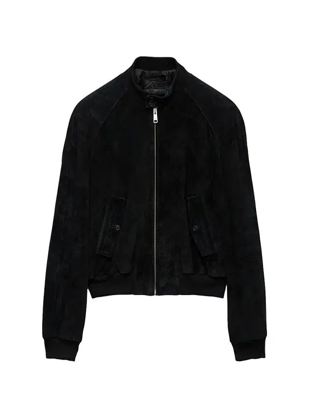 Men's Suede Bomber Jacket - Black