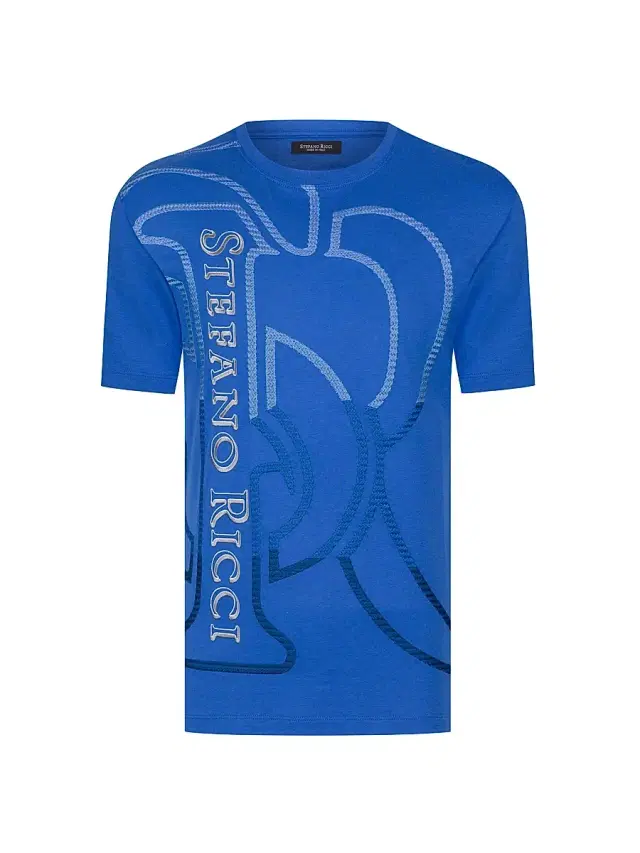 Men's Macro Logo Motif T-Shirt - Sailor Blue