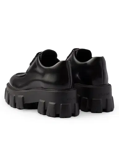 Prada Women's Monolith Brushed Leather Lace-Up Shoes | Thumbnail 4 Prada Women's Monolith Brushed Leather Lace-Up Shoes | Thumbnail 4