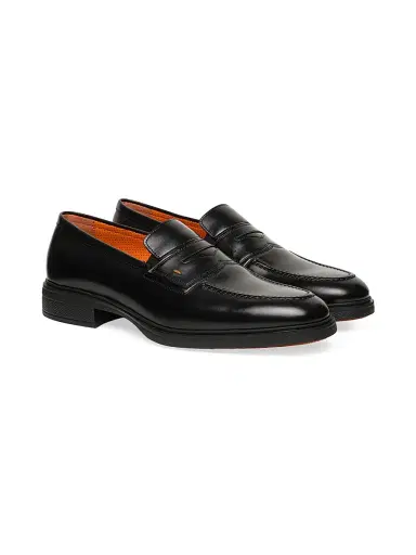 Santoni Men's Leather Loafers - Black - Size 13 | Thumbnail 2